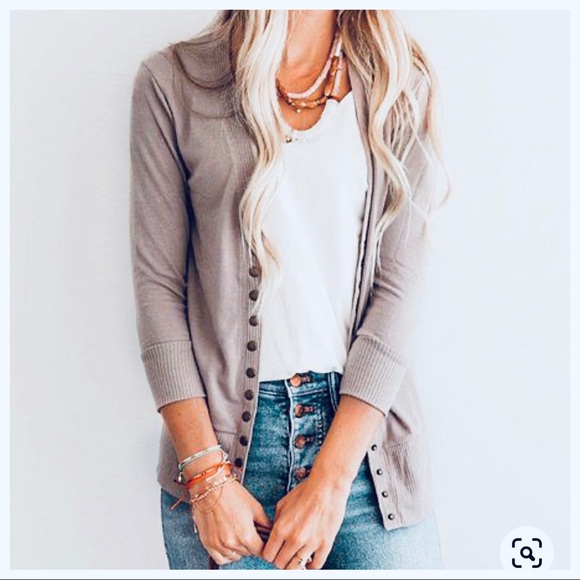 Light Mocha Best selling snap cardigan - Picture 2 of 3